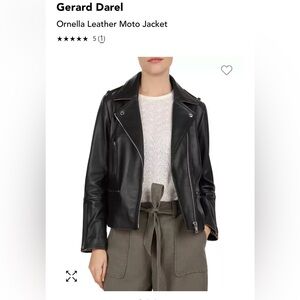 Gerard Darel Ornella Black Leather Moto Jacket - Size 40